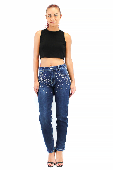 Grossiste Chic Shop - Jeans mom avec strass