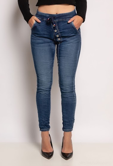 Grossiste Chic Shop - Legging en jean avec boutonnière