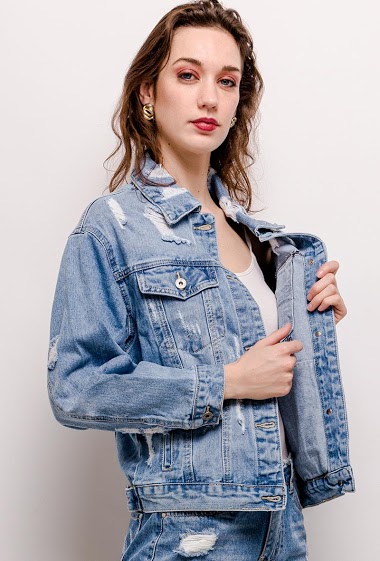 Grossiste Chic Shop - Veste déchirée en jean