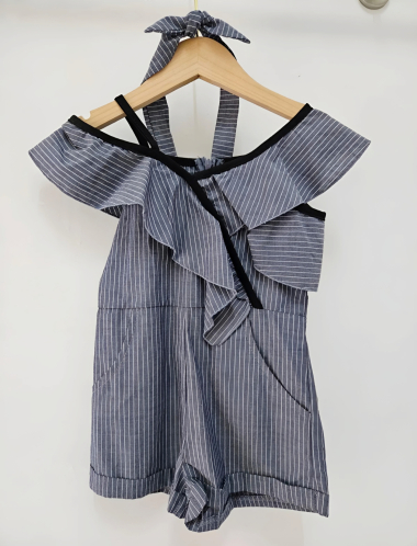 Wholesaler Chicaprie - Girls Striped Playsuit With Headband