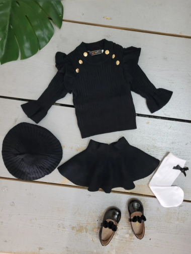 Wholesaler Chicaprie - Baby girl's plain knit set