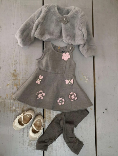 Wholesaler Chicaprie - Baby girl waistcoat and dress set
