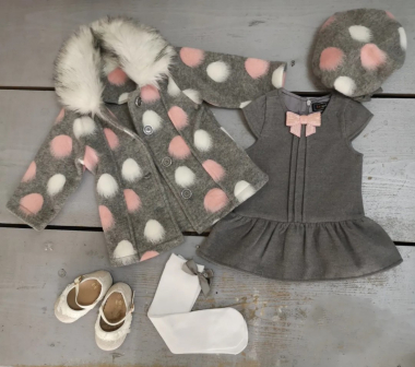 Wholesaler Chicaprie - Baby Girl Coat and Dress Set