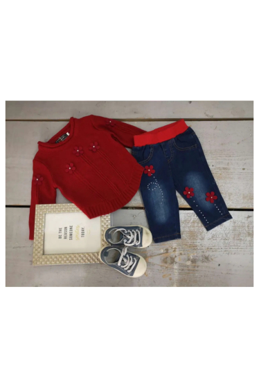 Wholesaler Chicaprie - Baby Girl Sweater and Jeans Set