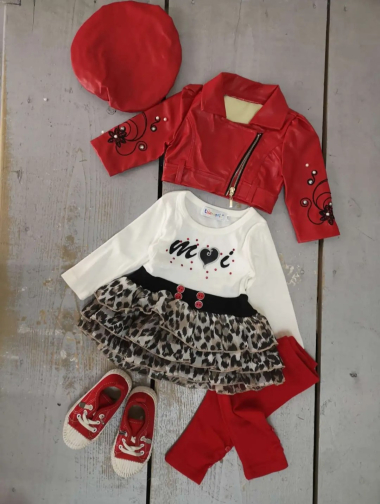 Wholesaler Chicaprie - Baby Girl Jacket and Dress Set