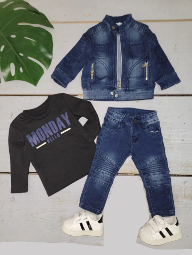 Wholesaler Chicaprie - Baby Boy Jacket and Jeans Set