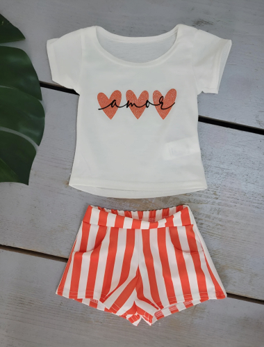 Wholesaler Chicaprie - Baby Girl's T-shirt and Shorts Set
