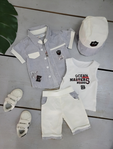 Wholesaler Chicaprie - Baby Boy's Shirt and Cropped Trousers Set