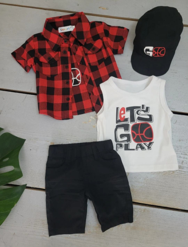 Wholesaler Chicaprie - Baby Boy's Shirt and Cropped Trousers Set