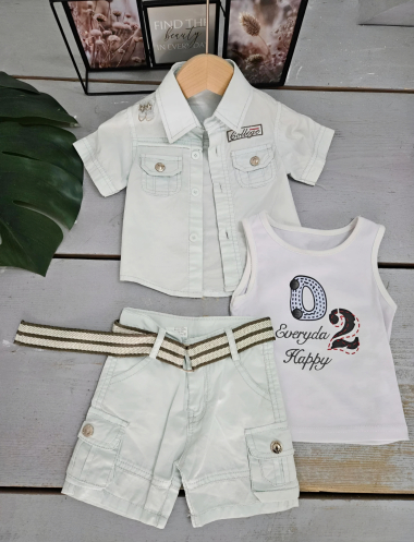 Wholesaler Chicaprie - Baby Boy's Shirt And Shorts With Tank Top Set