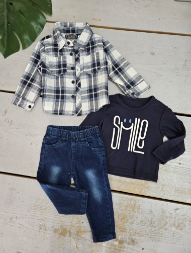 Wholesaler Chicaprie - Baby boy jeans shirt set