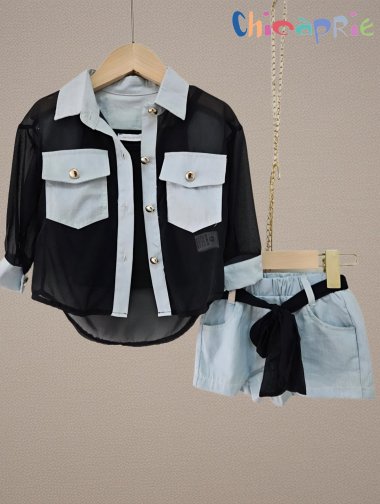 Mayorista Chicaprie - Conjunto de camisa y pantalón corto para niña