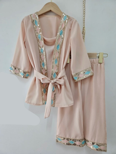 Mayorista Chicaprie - Conjunto de kimono y pantalón para niña