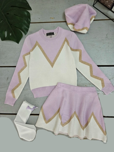 Mayorista Chicaprie - Conjunto de suéter y falda para niña