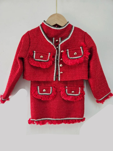 Mayorista Chicaprie - Conjunto de chaqueta y vestido para niña