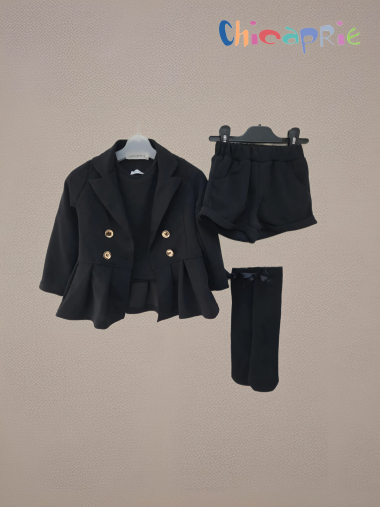Mayorista Chicaprie - Conjunto de chaqueta y pantalones cortos para niña