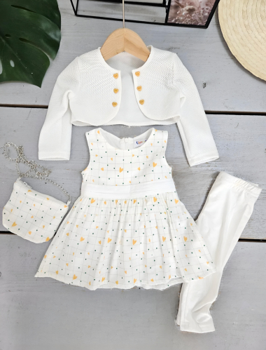 Wholesaler Chicaprie - Baby Girl's Vest and Dress Set