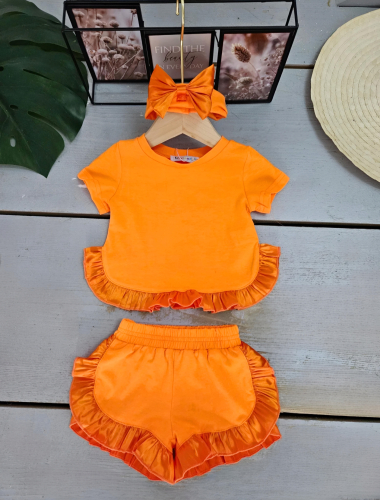Wholesaler Chicaprie - Baby Girl Top and Shorts Set with Headband