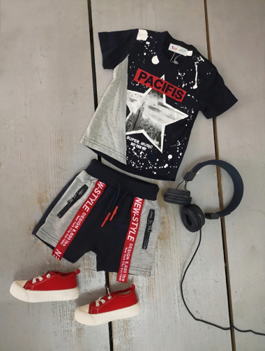 Wholesaler Chicaprie - Boys' Urban Style Top and Shorts Set