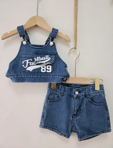 Wholesaler Chicaprie - Girls' Jeans Top and Shorts Set