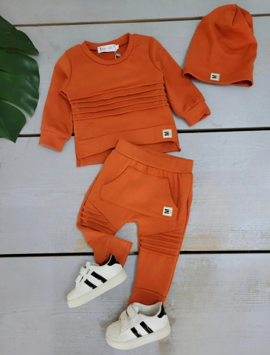 Wholesaler Chicaprie - Baby Boy Sweater And Jogging Set With Hat