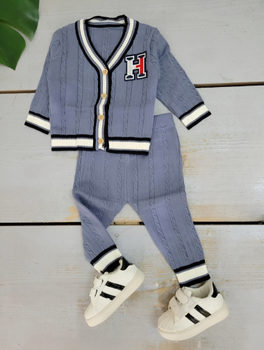 Wholesaler Chicaprie - Baby Boy's Twisted Sweater and Trousers Set