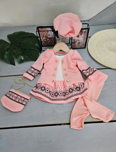 Wholesaler Chicaprie - Baby Girl Dress and Vest Set