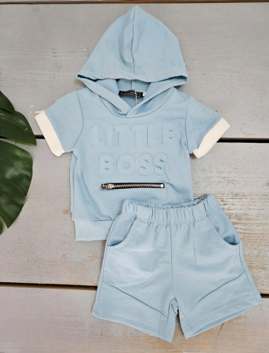 Wholesaler Chicaprie - Baby Boy's Short-Sleeved Sweatshirt And Plain Shorts Set