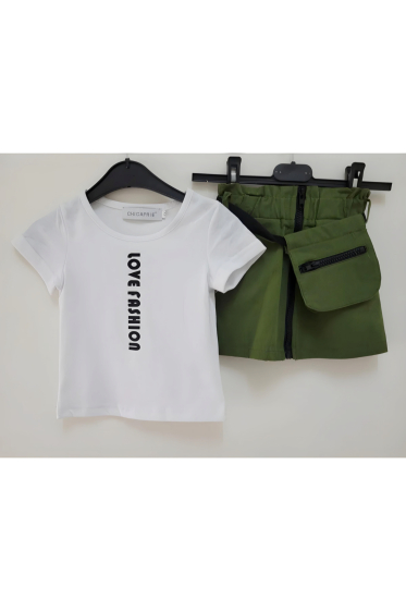 Großhändler Chicaprie - Modernes T-Shirt- und Rock-Set für Mädchen