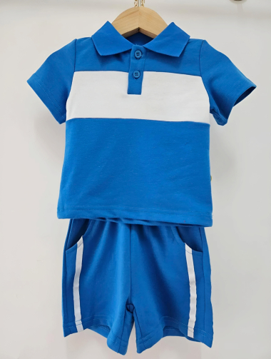 Großhändler Chicaprie - Sportliches Set aus T-Shirt und Shorts mit Streifen für Babys