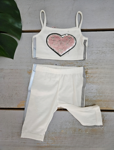 Wholesaler Chicaprie - Baby Girl's Heart Top And Sports Jogging Set