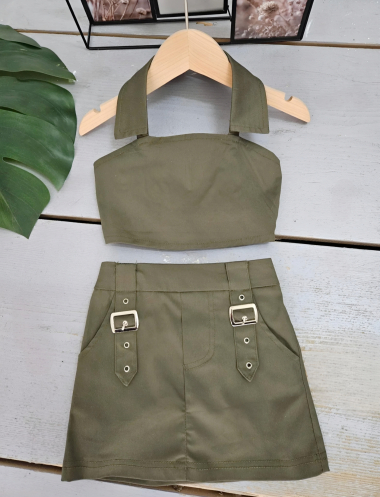 Wholesaler Chicaprie - Girl's Scout Style Top and Skirt Set