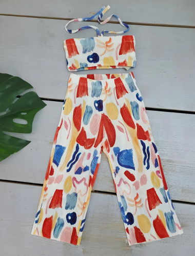 Wholesaler Chicaprie - Girls' Colorful Top And Trousers Set