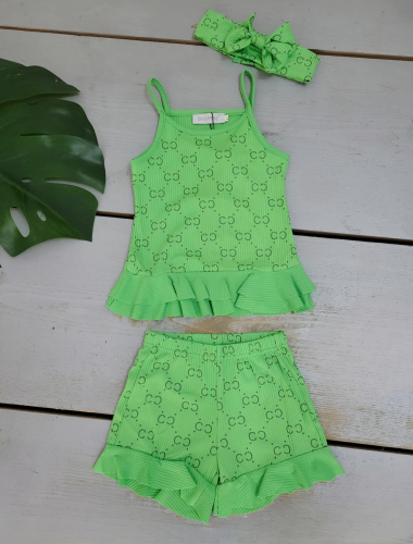 Wholesaler Chicaprie - Girls' Top And Shorts Set With Headband