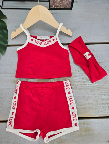 Wholesaler Chicaprie - Baby Girl's Top And Shorts Set With Sports Headband