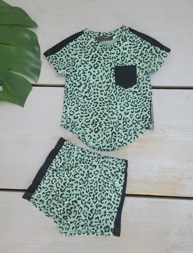 Großhändler Chicaprie - Set aus Oberteil und Shorts mit Leopardenmuster für Babys