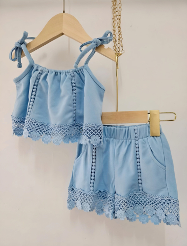 Großhändler Chicaprie - Set aus schlichtem Oberteil und Shorts für Babys mit Muster