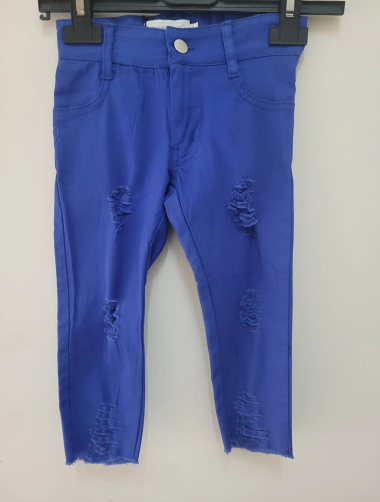 Grossiste Chicaprie - Jeans Classique Coloré Avec Déchirures Fille