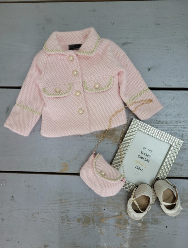 Grossiste Chicaprie - Manteau style tweed à carreaux Fille