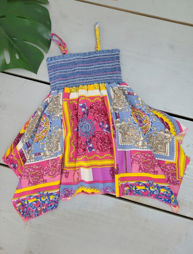 Grossiste Chicaprie - Robe A Bretelles Colorée Fille