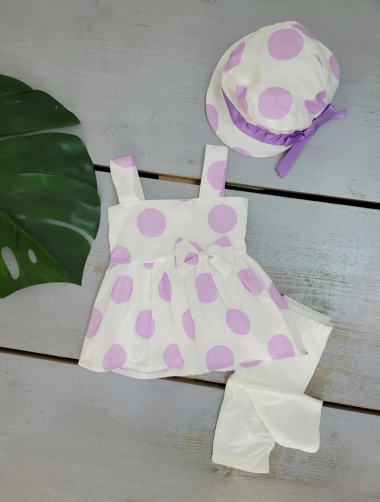Großhändler Chicaprie - Gepunktetes Kleid für Babys mit Leggings und Mütze