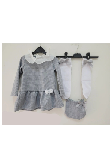 Wholesaler Chicaprie - Girls' Short Long-Sleeved Dress With Socks and Bag