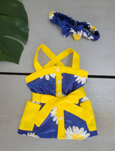 Großhändler Chicaprie - Kurzes Kleid für Babymädchen mit geblümten Trägern