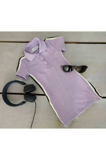Großhändler Chicaprie - Kurzes Mädchenkleid mit Seitenstreifen im Tennis-Stil