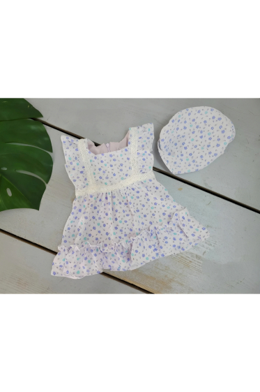 Grossiste Chicaprie - Robe Fleurie Sans Manches Avec Bandeau Bébé Fille
