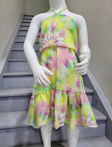 Grossiste Chicaprie - Robe Fleurs Colorées Fille