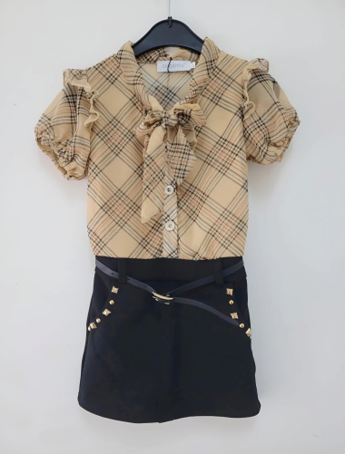 Wholesaler Chicaprie - Girl's Plain Shirt and Bottom Style Dress