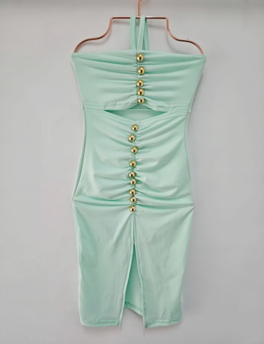 Wholesaler Chicaprie - Girls' Plain Dress With Sleeveless Buttons