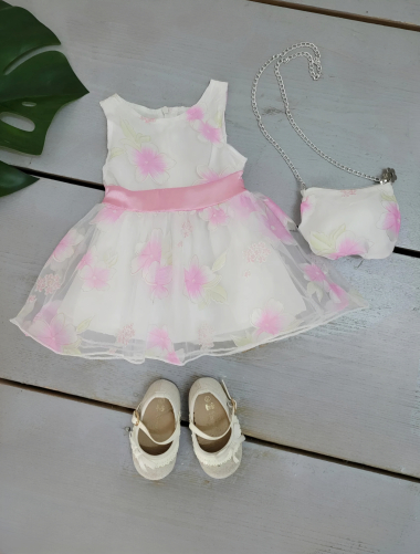 Großhändler Chicaprie - Geblümtes fliegendes Kleid für Babymädchen mit Tasche