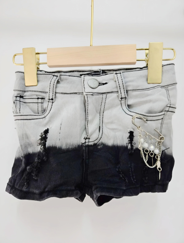 Großhändler Chicaprie - Mädchen-Jeansshorts mit Farbverlauf und Barette